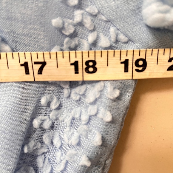 &merci EASTER Dress Womens M Short Sleeve Blue Swiss Dot Ruffle Accents Boho - Picture 10 of 13